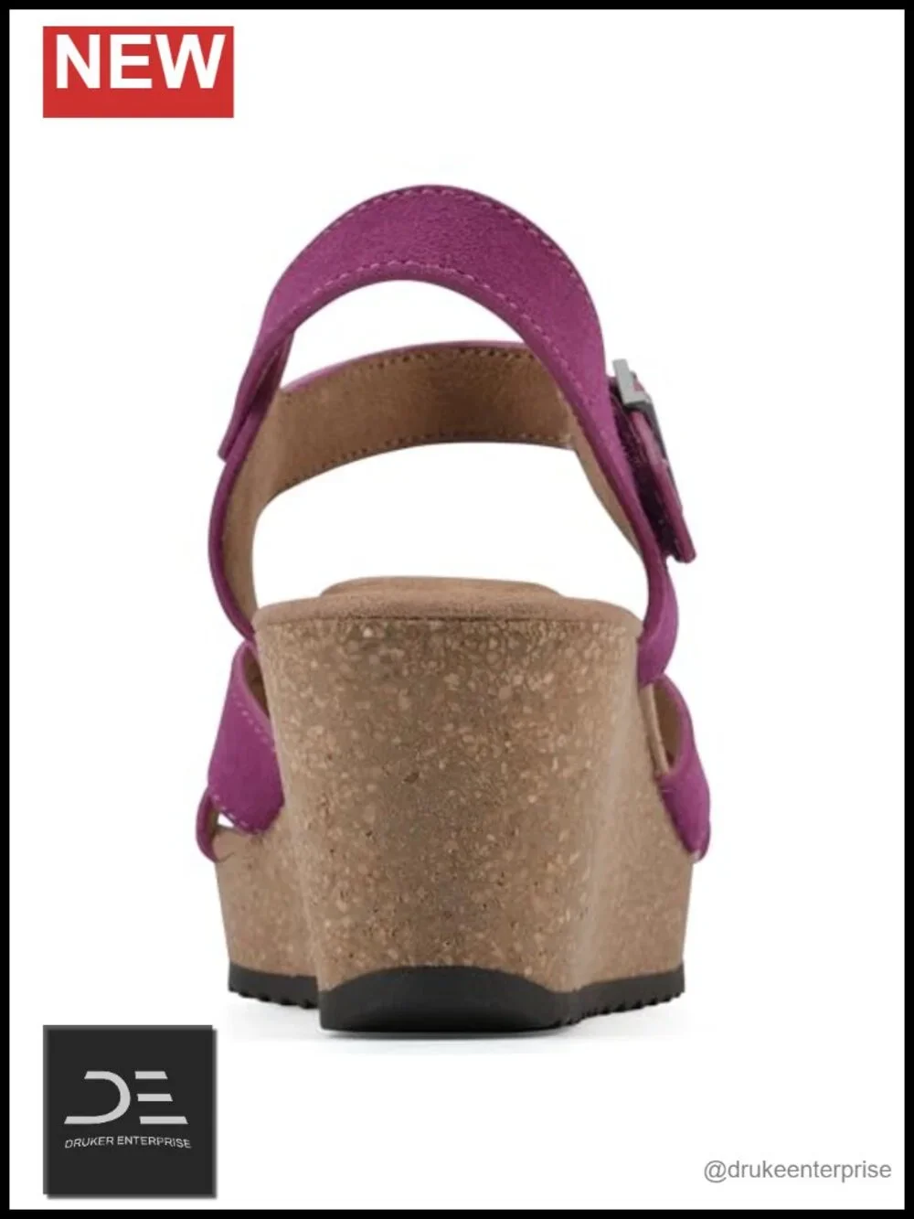 Women's Leather Strap Espadrille Wedge Sandals with Cushioned Insole - Round Toe